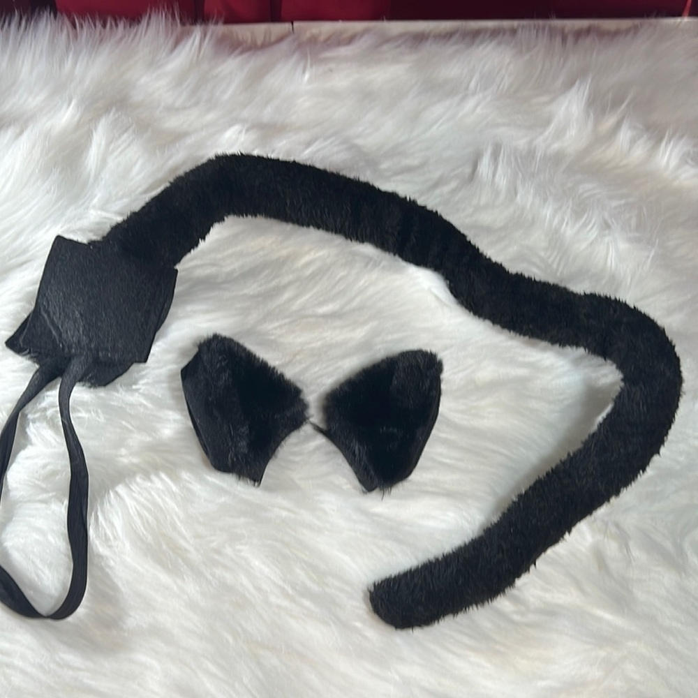 Cosplay black cat clip in ears and tail accessories